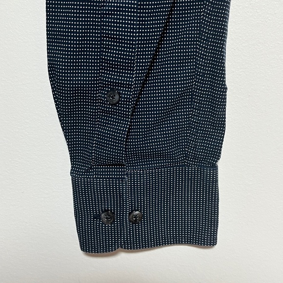 Park Avenue Slim Fit Dress Shirt - 16.5”/42cm, Navy Grid Pattern, 100% Cotton - Picture 8 of 11